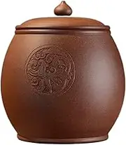 Decorative Luxury Zisha Tea Canister with Airtight Lid Vintage Chinese Style Tea Storage Jars Traditional Tea Tins Cans Tea Caddy for Kitchen Spice Tea Coffee Condiment （Brown） Container(Large)