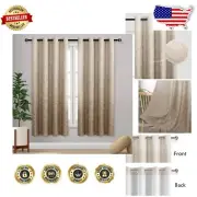 Elegant Ombre Damask Curtains - Energy-Saving Blackout Panels, 52x63'', Set of 2