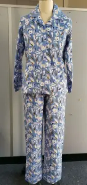 Ladies Blue Floral Cotton Flannelette PJS Pyjamas Set (1595)