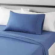 Amazon Basics Lightweight Super Soft Easy Care Microfiber Bed Sheet Set with 36-cm Deep Pockets - Single, Dutch Blue
