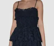 $400 Lug Von Siga Women's Blue Amara Embroidered Smocked Top Size FR 36 US 4