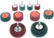 KICHOUSE 10Pcs Scouring Pads Wheel Polishing Kit for Electric Grinding Sanding Wheels for Drill High Efficiency Buffing Accessories for Removal and Scratch Repair