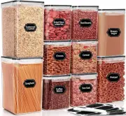 Large Airtight Food Storage Containers with Lids, 10PCS Plastic Cereal Storage C
