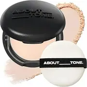 ABOUT TONE Blur Powder Pact - Pressed Powder Compact with Mirror and Puff Makeup Setting Finishing Blurring Natural Translucent Lightweight Face Sebum Oil Control Vegan Formula Korean Face Makeup (2.5 IVORY)