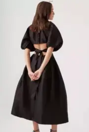 Aje Dress Size AU 10 US 6 Black Mimosa Cutout Midi Dress Bow Tie Back BNWT