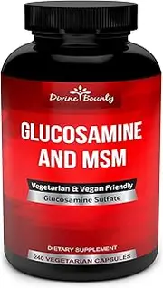 Glucosamine Sulfate Supplement (2000mg per Serving) with MSM - 240 Small Vegetarian Capsules - No Shellfish, GMO's or Harmful Additives