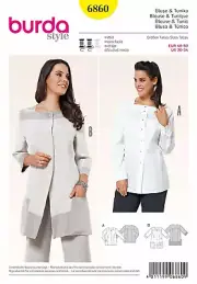 Burda Style 6860 Misses' Blouse & Tunic Size 20-34 UNCUT Sewing Pattern