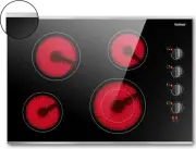 30 Inch Electric Cooktop 4 Burners, Knob Control Built-In Ceramic Cooktop, 30" R