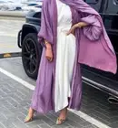 Elegant Women Muslim Satin Open Abaya Cardigan Kimono Dress Kaftan Dubai Caftan