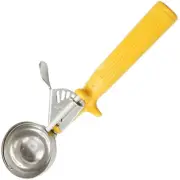 1 - Stainless Steel Ice Cream Scoop with Trigger Lever and Yellow Grip Handle