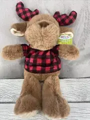 Moose Stuffed Animal Plush Brown Baby Rattle Toy Soft Cuddle
