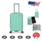 Durable 22” Mint Hardshell Spinner Luggage with USB Ports - Travel Essential