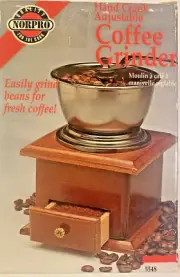 Norpro Small Wooden Manual Coffee Grinder Hand Crank Coffee Bean Mill