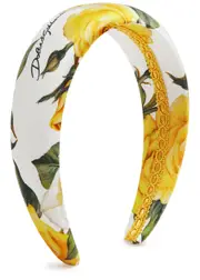 Dolce & Gabbana Kids Rose-print Satin Headband - White - One Size ONE SIZE