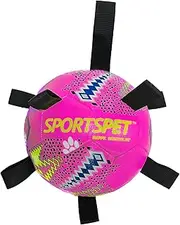 Durable Dog Soccer Ball with Grab Tabs – Interactive Dog Toy for Tug of War, Indoor & Outdoor Play, Floating Water Toy, Birthday for Small & Medium Dogs