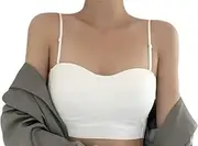 [BORNLIZWAY] Women's Seamless Ice Silk Bratop – Convertible Crop Top with Built-in Bra and Invisible Lift Support
