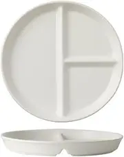 OnePine Porcelain Diet Dinner 3 Compartment Plate, 8 inch Ceramic Round Portion Control Plates, Divided Dinner Plates for Snack, Dessert, Steak and Salad