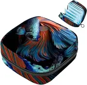 Period Bag,Sanitary Napkin Storage Bag,Abstract Watercolor Fish,Tampon Bag for Purse