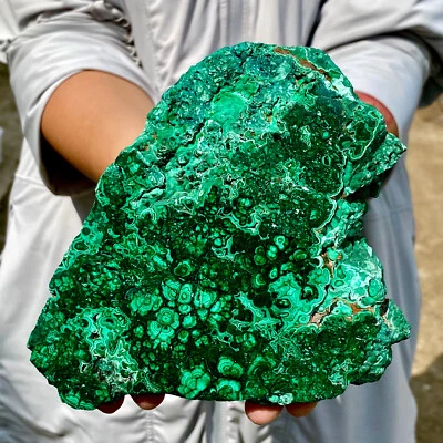 1.6LB Natural Green Malachite Crystal Flaky Pattern Ore Specimen Quartz Healing