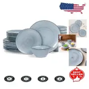 Unique Reactive Glaze Stoneware Set for 8 - Eco-Friendly & Durable Dishes