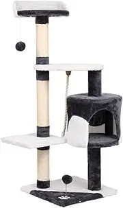 i.Pet Cat Tree Cats Tower Ultimate Scratching Post, 112cm Height Pet Scratcher Cardboard Posts Indoor Kittens Wooden Play House Towers and Trees Corner Toys, with Condo and Hanging Toy
