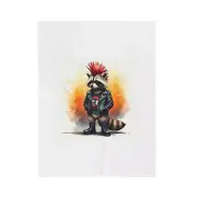 Raccoon Velveteen Plush Blanket Cyberpunk Design Cozy Unique Throw Blanket