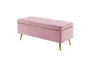 Storage Ottoman Stool Bench Seat 110cm Velvet PINK
