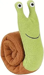 AIMALL Interactive Snuffle Snail Dog Toy Plush Slow Feeder with Squeakers Soft Fleece Hide Treat Puzzle Roll-Up Design for Chewing Training and Mental Stimulation 24.4x3in