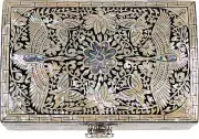 Abalone Shell Handmade Wooden Jewelry Trinket Box Masterpiece Gift Mirrored Lid