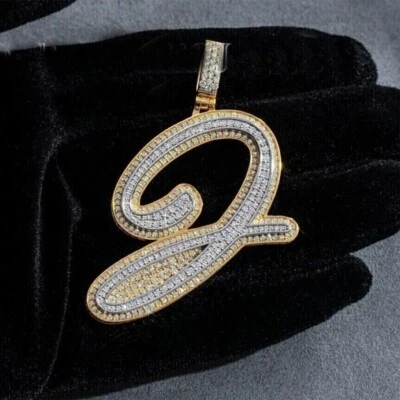 2.50 Ct Natural Moissanite Men's Letter "J" Layered Pendant Sterling Silver