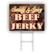 Sweety & Spicy Beef Jerky Advertising Red Chili Peppers Coroplast Yard Sign