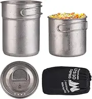 Outdoor Pot Set - Camping Pot Lightweight | Camping Cookware Set, Stainless Steel Camp Cookware, Two Portable Foldable Pots with Handle RV Camping Bushcraft Travel Emergencies Picnic