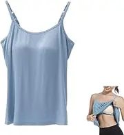 [Medicle] 2 in 1 Women's Basic Seamless Camisole Solid Color Spaghetti Straps Slim Fit Cotton Adjustable Spaghetti Straps Tank Top for Everyday Casual Wear, Tank Top with Built-in Bra