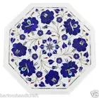 12" Marble Lapis Beautiful Console Table Top Real Floral Marquetry Inlay Decors