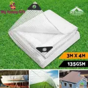 Instahut Tarpaulin Tarp 3x4m Canvas Heavy Duty Camping Poly Tarps Cover Clear