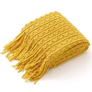127x180cm Acrylic Knitted Throw Blanket Lightweight and Soft Cozy Decorative Woven Blanket with Tassels for Travel Couch Bed Sofa
