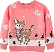 [Generic] Turtle Neck Sweater for Kids Toddler Boys Girls Christmas Deer Sweater Long Sleeve Warm Knitted Pullover Tops Cute Toddler Girl Outfits
