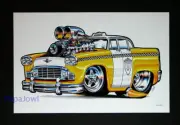 Muscle Machines Taxi Cab Print Art 1959 Checker A9 Sedan Taxicab Rohan 11" x 17"