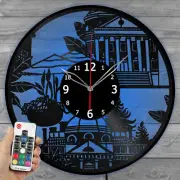 LED Vinyl Clock Charlottesville Skyline Light Vinyl Wall Clock Decor Home 6172