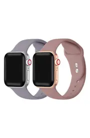 The Posh Tech Assorted 2-Pack Silicone Apple Watch® Watchbands in Purple/Rose at Nordstrom, Size 40Mm