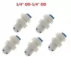 5 pics Fittings Bulkhead Connector 1/4" Tube Quick Connect for RO water