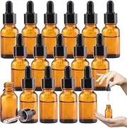 MRXBN 1/2 Oz Glass Dropper Bottle, 15mL Tincture Bottles with Dropper, Labels- Leak Proof Travel Eye Dropper Bottle Amber for Extracts & Essential Oil, Liquids, Perfume(16 pieces)