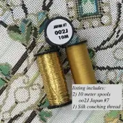 Kreinik 2 Japan thread #7 with silk couching thread goldwork embroidery