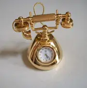 Gold Finish Number Dial Telephone Mini Collectible Fashion Desk Clock