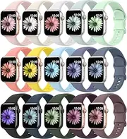 15 Pack Soft Silicone Bands Compatible with Apple Watch Band 40mm 41mm 38mm 45mm 44mm 42mm for Women Men,Waterproof Sport iWatch bands Replacement Strap Wristbands for iWatch SE Series 9 8 7 6 5 4 3 2