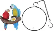 Garden Iron Ring Parrot Pendant Resin Bird Model Crafts Courtyard Balcony Decorations Small Red Blue Macaw Waterproof Weatherability Fine Workmanship Lifelike Shape