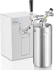 Ferroday 128oz Mini Keg Growler, Stainless Steel Pressurized Beer Growler Portable Keg, Draft Beer Dispenser System Beer Keg Kit with Faucet, 60 psi Co2 Regulator Keep Beer Fresh and Carbonation