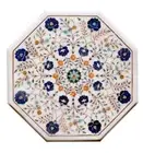 18" Handicraft Floral Inlay Art Work Marble Side Table Top