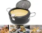 Japanese Deep Fryer Pot with Fahrenheit Thermometer 3.5L- Nonstick Coating Fryer