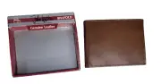 John Weitz Brown Genuine Leather Billfold Wallet NOS